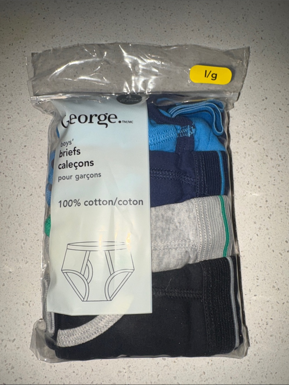 George Boys' Briefs Pack in Black, Navy, Blue, and Gray